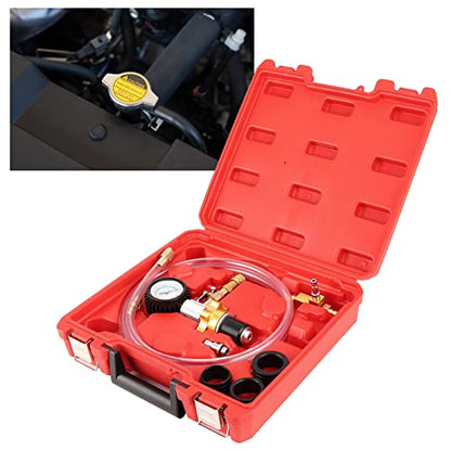 Car Radiator Coolant Refill Kit, Vacuum Cooling System Purge Tool, Fast Connector for Leak Testing and Air Evacuation, Stainless Steel with Rubber Fittings for Automotive Cooling