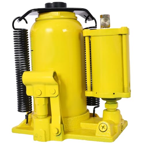 20 Ton Air Hydraulic Bottle Jack, Professional Lifting Jack for Heavy Machinery & Large Trucks, 10.2-19.7 Inch Height Range with Extendable Screw(Yellow) - color: Yellow, size: 20 Ton