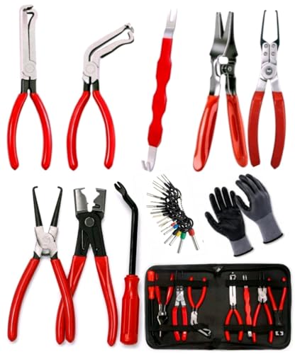 10 PCS Electrical Disconnect Pliers-Fuel Line Disconnect Tool Set-Automotive Electrical Terminal Connector Separator Removal Kit with Relay Puller, Hose Clamp Pliers-Terminal Pin Removal Tool