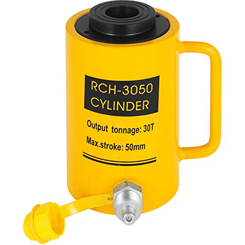 VEVOR 30T Hydraulic Cylinder Jack Hollow Single Acting Hydraulic Ram Cylinder 50mm Hydraulic Lifting Cylinders (30T 2Inch Hollow) - size: 30T 2Inch