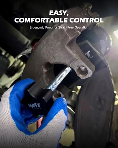 OMT Auto Brake Caliper Compressor, Universal Inner Pad Spreader Tool, Black | Solid Steel Build; 0.4" Threaded Rod for Fast Piston Reset; Ergonomic Knob; Fits Cars and Light Trucks; Anti Rust Finish