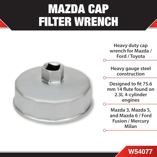 Performance Tool W54077-14 Flutes 75.6 Mm Heavy Duty Cap Style Oil Filter Wrench - style: Mazda/Ford/Mercury Oil Cartridge Socket