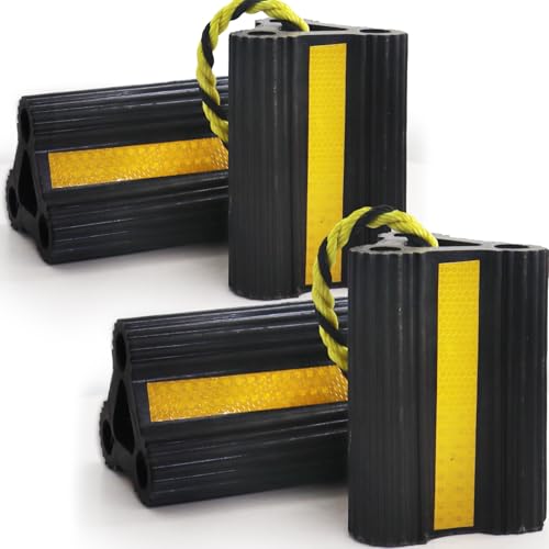 Wheel Chocks for RV Trailer Camper Truck Car, [2pair/4pack with Rope] Versatile Rubber Chocks Block Stopper for Tire with Reflective Strips, Utility Boat Travel Trailer Camper RV Accessories Must - size: 160B-2pair4pack