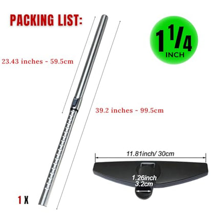 1.25 Inch Stainless Steel Vacuum Extension Wand Compatible with Vacuums using 1 1/4 Inch (1.25in) 32mm Accessories - 1 1/4 Vacuum Extension Tube for Shop Vac (Extension Wand and Hard Floor Brush) - style: Extension Wand and Hard Floor Brush