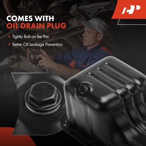 A-Premium Engine Oil Pan Sump with Drain Plug Compatible with Chevrolet Spark 2013 2014 2015, 1.2L, Replaces 25186958