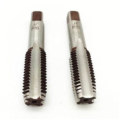 AtticZone M16 x 2.0 Metric Hand Thread Tap, Right Hand, Alloy Tool Steel, 1 Taper Tap, 1 Plug Tap for Metal Working DIY Industrial - size: M16x2.0