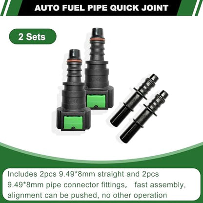 2 Sets Fuel Line Quick Connect Straight Fittings, 9.49mm to ID 8mm | Nylon Fuel Line Connectors Straight Pipe Connector, Quick Release Fuel Connector - color: 2 Sets Fuel Line Quick Connect SAE 9.49mm to ID 8mm