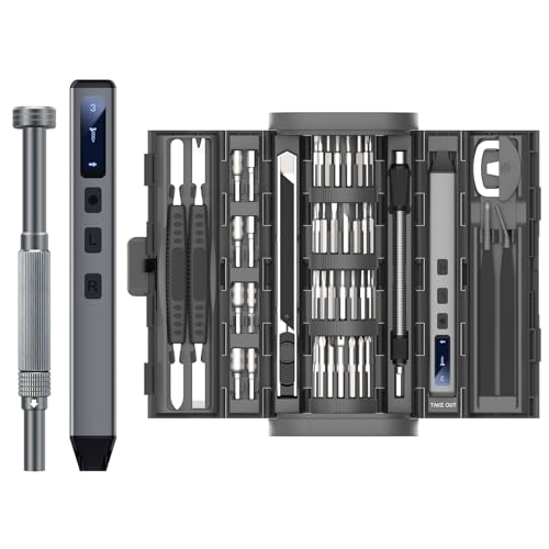UF-TOOLS Mini Electric Screwdriver, 83 in 1 Cordless Rechargeable Small Power Screwdriver Set with 72 Bits, Led Light and Magnetic Mat, Professional Repair Tool for Phone Glasses Watch Camera Laptop - color: Grey