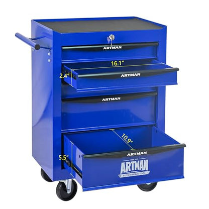 RYH 5 Drawers Rolling Tool Chest - 13" D x 20.9" W x 30.5" H Heavy Duty Mobile Tool Cart with Locking Wheels & Ball Bearing Drawers, Garage Tool Storage Cabinet (Blue, 5 Drawers) - color: Blue-black, size: 5 Drawers（30"H × 20"W × 13"D)