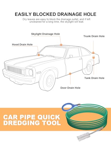 EVOULTES Auto Sunroof Drain Cleaning Tool | 120 Inch Flexible Pipe Brush, PVC Hose, Nylon Bristles, Car Sunroof, Windshield Wiper Drain Hole - size: 120 Inch (1-Pack)