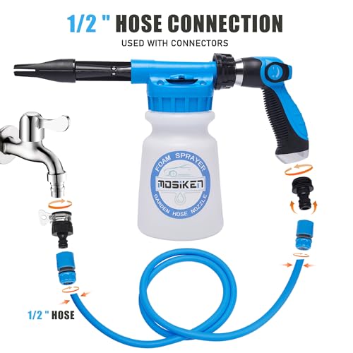 Blue Car Wash Foam Gun Sprayer Kit with Sponge & Towel, Snow Foam Blaster for Car & Garden Cleaning