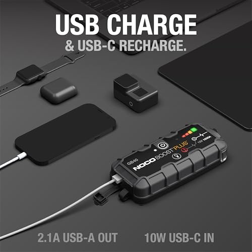 NOCO Boost GB40 12V 1000A UltraSafe Portable Lithium Jump Starter | Spark-Proof + Reverse Polarity Protection - Power Bank - 100-Lumen LED Flashlight - For 6.0L Gas and 3.0L Diesel Engines