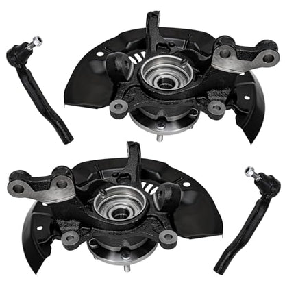 Detroit Axle - FWD Front Steering Knuckles & Wheel Hub Bearings Outer Tie Rod Ends Replacement for 2011-2017 Toyota Sienna - 4pc Set - size: 4SU48686/Kit