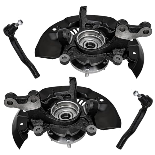 Detroit Axle - FWD Front Steering Knuckles & Wheel Hub Bearings Outer Tie Rod Ends Replacement for 2011-2017 Toyota Sienna - 4pc Set - size: 4SU48686/Kit