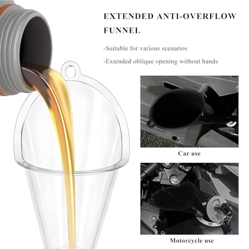Oil Funnel, Multi-Purpose Plastic Long Neck Oil Funnel, Automotive Use Funnels for Filling Oils Lubricants Water Diesel, Kitchen Funnels for Filling Bottles Jars (Transparent，L) - color: Transparent, L, 1 PCS
