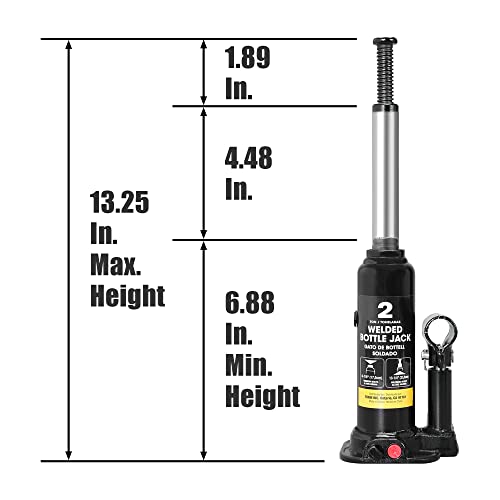 Torin 2 Ton (4,000 LBs) Capacity Hydraulic Welded Bottle Jack, AT90203BB , Black - size: 2 Ton (4,000 LBs), style: Standard