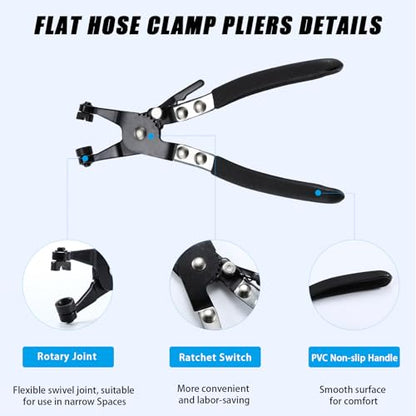 130Pcs 6-25mm Spring Hose Clamps Kit With Pliers, Black Small spring Clamp，Constant Tension Steel Clamps for Automotive Fuel Lines, Silicone Vacuum Hoses，Low-Pressure Air Clips - size: 130 pcs With Plier