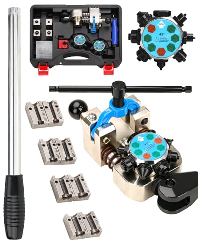 Professional Brake Line Flaring Tool Kit 45 & 37 Degree Single Bubble Double Flare Compatible 3/16" 1/4" 5/16" 3/8" Tubes