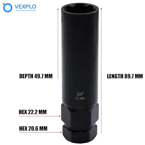 VEXPLO 2 Pcs 7 Spline Lug Nut Key, Wheel Lock Removal Tool Socket | 7 spline lug nut key socket set. Essential wheel lock removal tool for aftermarket 7 spline wheels, pickup, trucks and SUVs - size: 7 Spline-2 Pack