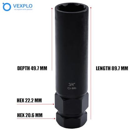 VEXPLO 2 Pcs 7 Spline Lug Nut Key, Wheel Lock Removal Tool Socket | 7 spline lug nut key socket set. Essential wheel lock removal tool for aftermarket 7 spline wheels, pickup, trucks and SUVs - size: 7 Spline-2 Pack