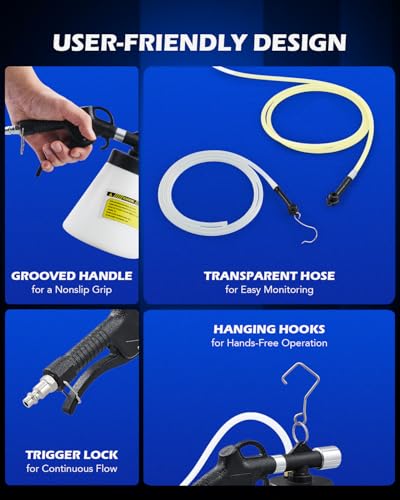 Orion Motor Tech Pneumatic Brake Bleeder Kit, 1.06 qt. Brake Fluid Bleeder Kit with 8 Master Cylinder Adapters, 1L Vacuum Brake Bleeder Set for One Person Brake Bleeding Automotive Fluid Extraction