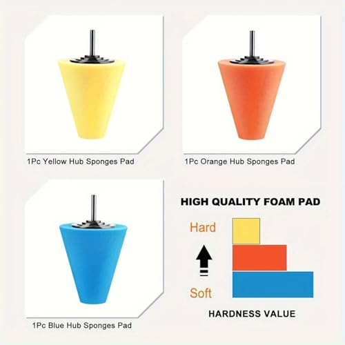 Polishing Cone Car Wheel Hub Drill Buffing Sponge Pads Kit, Polishing Ball Car Buffers and Polishers Kit, Attaches to Standard Household Drill-1 PCS Orange - color: 1 PCS Orange