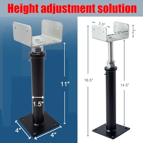 2 Pack U-Shaped Floor Jack - Adjustable Steel Beam Support for 4x2, 4x4, 4x6 Joists Heavy Duty Screw Jack with U-Head Telepost & House Jack.11-14.5 Inch Adjustment Range. (U-MGCGZJ-02, 11-14.5) - size: 11-15