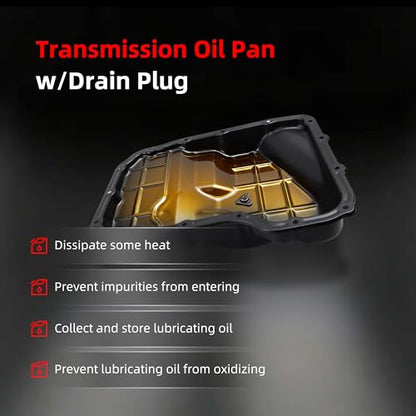 Oil Pan w/Drain Plug, Transmission Oil Pan for 65RFE 68RFE 545RFE | for Dodge Dakota/Durango 2010-2013, for Ram 1500/2500/3500/Dakota 2011-2018, for Jeep Commander/Grand Cherokee 10-13 - size: for Ram 1500/2500/3500/Dakota 2011-2018