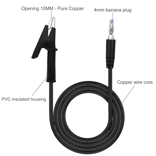 MEIRIYFA 4mm Banana Plug to Crocodile Alligator Clip Test Probe Lead Wire 16AWG Cable for Electrical Testing, Power Supplies, Automotive, Multimeter 1M/3.3Ft -2Pcs
