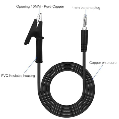MEIRIYFA 4mm Banana Plug to Crocodile Alligator Clip Test Probe Lead Wire 16AWG Cable for Electrical Testing, Power Supplies, Automotive, Multimeter 1M/3.3Ft -2Pcs