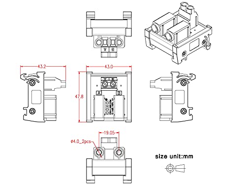 Banana Jack Breakout Board Module (1x2 Positions, DIN Rail Mount) - size: 1x2 Positions, style: DIN Rail Mount