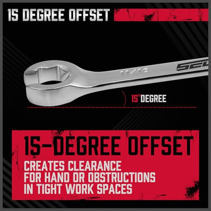 4-Piece Flare Nut Wrench Set - SAE Brake Line Wrench 1/4, 5/16, 3/8, 7/16, 1/2, 9/16, 5/8, 11/16-inch, Professional Offset Heads, Portable Organizer Pouch Included - style: 4-Pc SAE (Flare Nut)