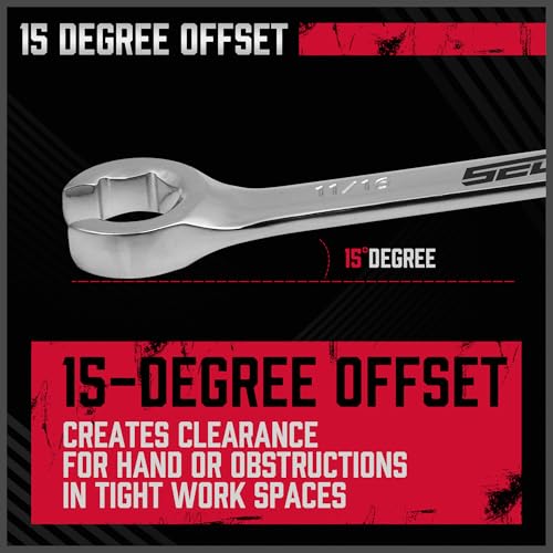 4-Piece Flare Nut Wrench Set - SAE Brake Line Wrench 1/4, 5/16, 3/8, 7/16, 1/2, 9/16, 5/8, 11/16-inch, Professional Offset Heads, Portable Organizer Pouch Included - style: 4-Pc SAE (Flare Nut)