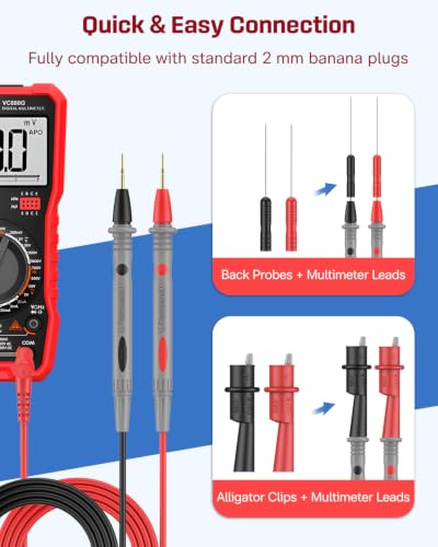 Vibit 14 Pcs Multimeter Test Leads, Multimeter Leads Kit with Back Probes, IC Hook Clip Test Leads, SMD Tweezer Probe & Dual Ended Alligator Clip Leads, Insulated Multimeter Probes - size: 14 PCS