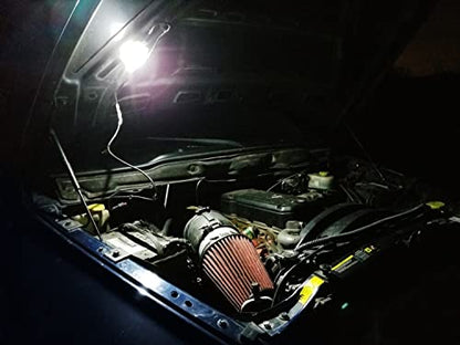 iJDMTOY Super Bright Xenon White 30-SMD Full LED Under Hood Light w/ 5ft Plug-N-Play Power Cord Wiring Harness Compatible With Dodge RAM, Charger; Jeep Wrangler, Grand Cherokee, etc