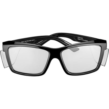 STKS 420, Full Frame Shield Safety Glasses, Anti Scratch and Anti Fog Coating - color: Black