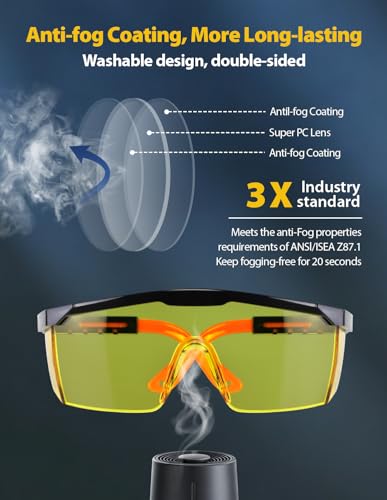 Safety Glasses 4 Pack – Amber Lense Enhanced Visibility ANSI Z87.1 Anti Fog, UV Protection, Impact Resistant Protective Eyewear Over-spec - color: Amber