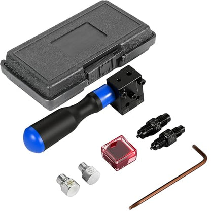 Brake Line Flaring Tool Kit, 3/16" 1/4" Double Flare Tool for Brake Lines, 45 Degree Aluminum Copper Tubing Flaring Tool, for Vehicle Brake Hydraulic Line Repair