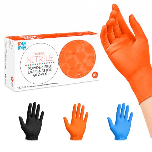 ASAP Nitrile Gloves Disposable Latex Free - 4 Mil Powder Free, Food Safe, Kitchen & Medical - Cleaning & Tattoo Supplies - color: Orange, size: Small