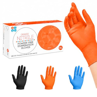 ASAP Nitrile Gloves Disposable Latex Free - 4 Mil Powder Free, Food Safe, Kitchen & Medical - Cleaning & Tattoo Supplies - color: Orange, size: Small