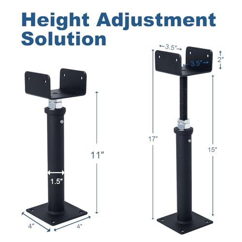 2 Pack U-Shaped Floor Jack, Heavy Duty Adjustable Steel Telepost with U-Head for 4x2, 4x4, 4x6 Joists, 11-15Inch Adjustment Range, Screw Jack Post for Beam Support & Leveling - size: 11-15