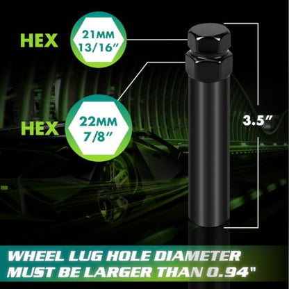 AUTOPTIM 6 Spline Lug Nuts Socket Key | 19mm Hex Socket for Large Diameter Lug Nuts (M14X1.5 M14x2.0 9/16" x18) 6 Point Tuner Key Tool 1pc - color: Black, size: 6 Spline(Large), style: 1 Pcs