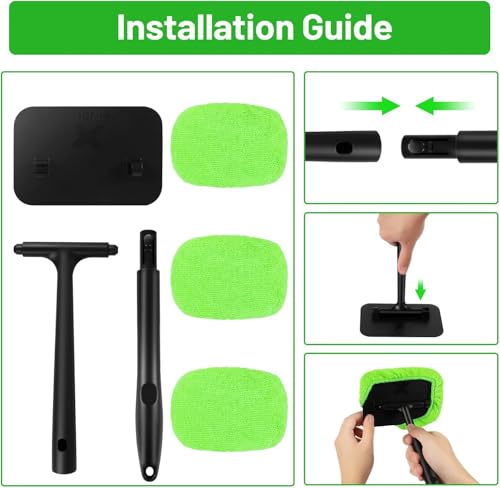 Xindell Interior Windshield Cleaner Tool – Inside Car Window Cleaning Kit with 22“ Detachable Handle, Interior Windshield Squeegee for Clear Vision, Auto Detailing Kit for Car, Home & Outdoor Windows - size: 2pack