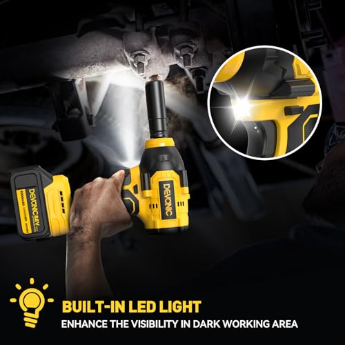 XGOLD DEVONIC Cordless Impact Wrench,750Ft-lb(980N.m) Brushless Impact Gun,2900RPM High Torque Impact Wrench,1/2 Inch with 3 Models,Charger & 6 Sockets, Power Impact Driver for Car Home