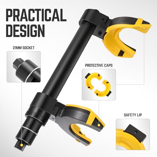 DNA Motoring Interchangeable Universal Strut Spring Compressor Kit, Fork Strut Coil Extractor Tool Set with Safety Guard and Storage Box, TOOLS-00784