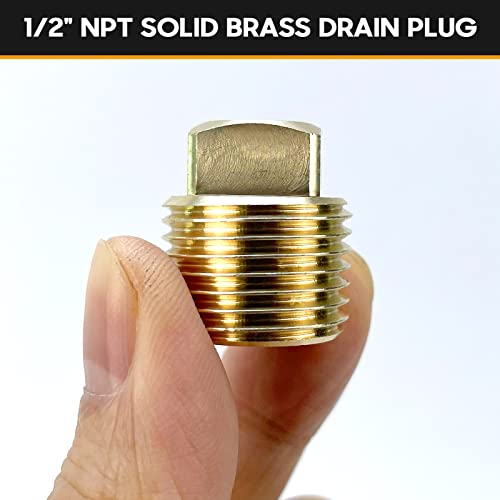 HAPDEN Boat Plugs 1/2 Inch Npt Solid Brass Boat Drain Plug, 2 Pack Garboard Drain Plug Boat Drain Plug Fits Most Boat Hulls (1/2 Inch NPT) - color: Gold