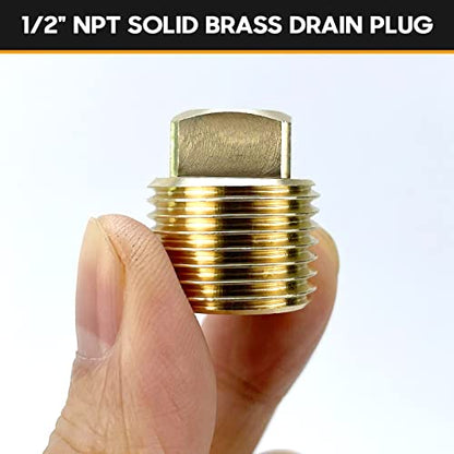 HAPDEN Boat Plugs 1/2 Inch Npt Solid Brass Boat Drain Plug, 2 Pack Garboard Drain Plug Boat Drain Plug Fits Most Boat Hulls (1/2 Inch NPT) - color: Gold