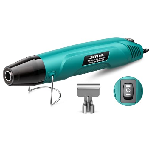 SEEKONE 350W Mini Heat Gun, Dual-Temp Model 500℉ & 842℉（260℃ & 450℃）Fast Heat Hot Air Gun with Overheat Protection and Reflector Nozzle for Heat Shrinking Tubes, Shaping, PVC Tubing（4.9FT） - color: Blue