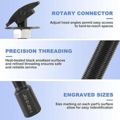 Rear Axle Bearing Remove Puller Tool Kit Bearing Remover Set with Slide Hammer Yoke and 3 Adapters, 1" to 2-7/8" IDs