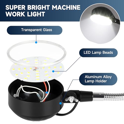 Magnetic Work Light,Work Light with Flexible & Magnetic Base | 2000 Lumens LED Work Light, Mechanic Tool Lights, Shop Lamp for Workbench, Wood Lathe, Sewing Machine, Grill